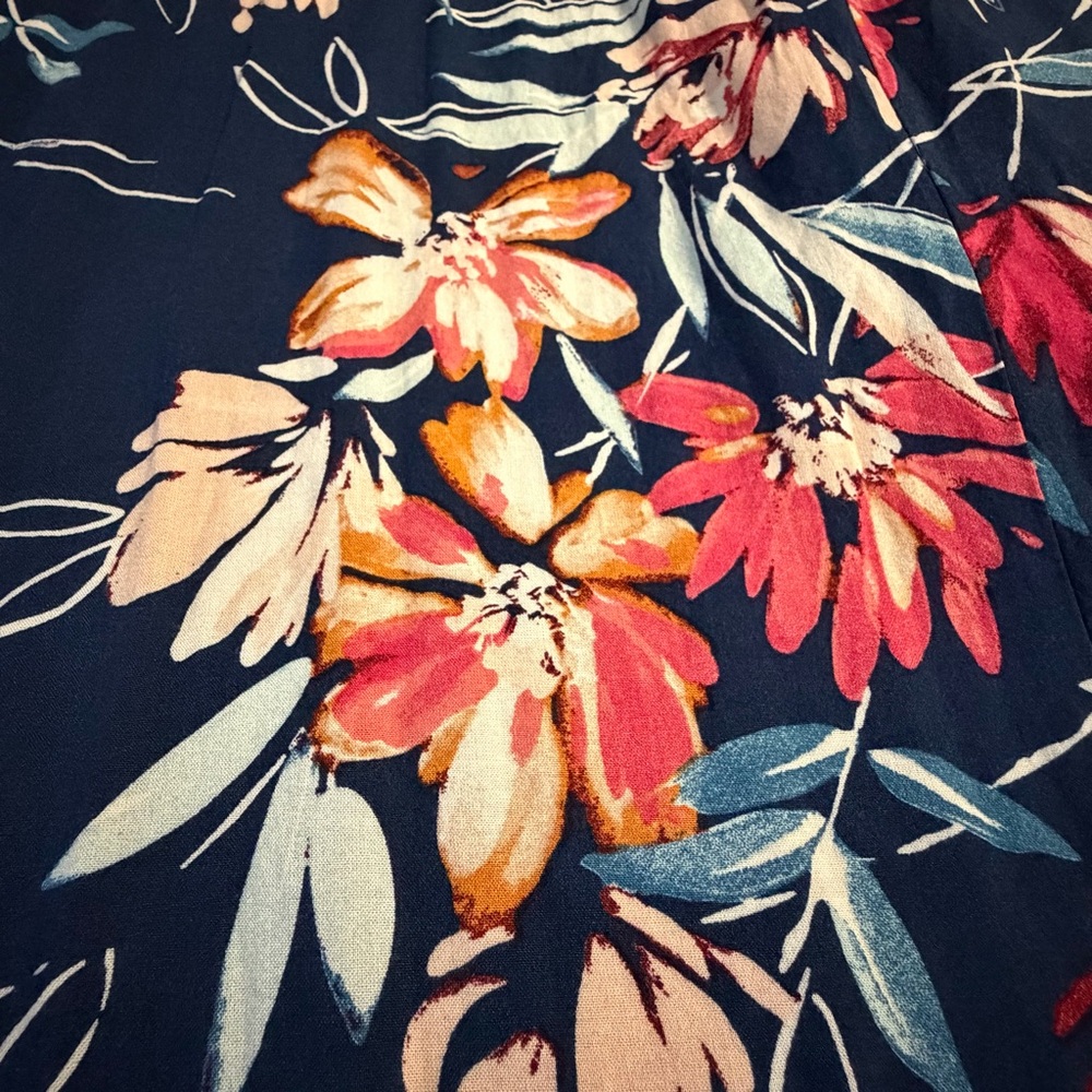 Band of Gypsies Boho Floral Off The Shoulder Smocked Maxi Dress Navy XS Summer - Picture 14 of 14